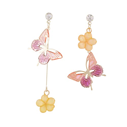 IMIKEYA Silber Blumen Ohrhänger für Damen Kreative Asymmetrische Ohrringe Stilvolle Ketten für Besondere Anlässe und Partys als für Freundin oder Mutter von IMIKEYA