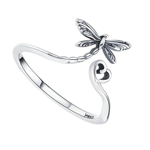 IMIKEYA Silber Drachenflügel Offener Ring für Damen Verstellbarer Fingerring im Minimalistischen Design Eleganter Schmuck für Partys und Besondere Anlässe als für Freundinnen Funkelnde von IMIKEYA