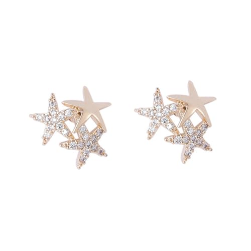 IMIKEYA Silber Ohrstecker Damen Fünf punkte Stern Zirkonia Schmuck Modische Einfache Ohrhänger Alltagsschmuck für Frauen Geschenk von IMIKEYA