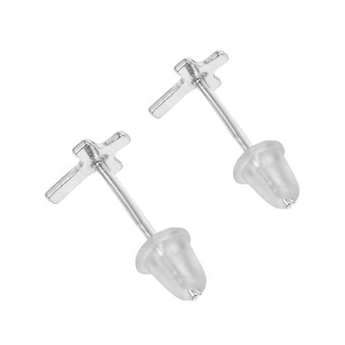IMIKEYA Silber Ohrstecker Damen Tiny Studs mit Kreuzmotiv Antiallergisch und Anticlog für Neue Piercings Leicht und Elegant für Alltag und Büro Modische Mini Ohrschmuck von IMIKEYA