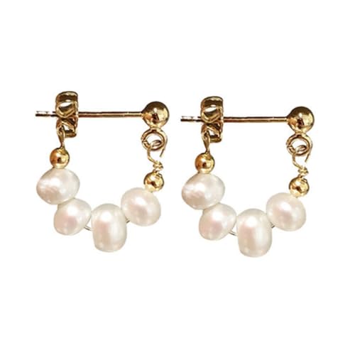 IMIKEYA Silber Ohrstecker mit Geometrischen Perlen Modische Statement Ohrringe für Damen Eleganter Ohrschmuck Hautfreundliche Silbernadeln von IMIKEYA