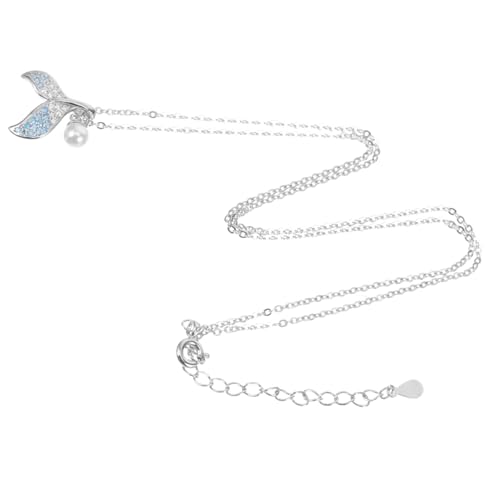 IMIKEYA Silber Perlenkette mit Anhänger Eleganter Halsreif Hautfreundlich Langlebig Modisches Schmuckstück für Damen und von IMIKEYA