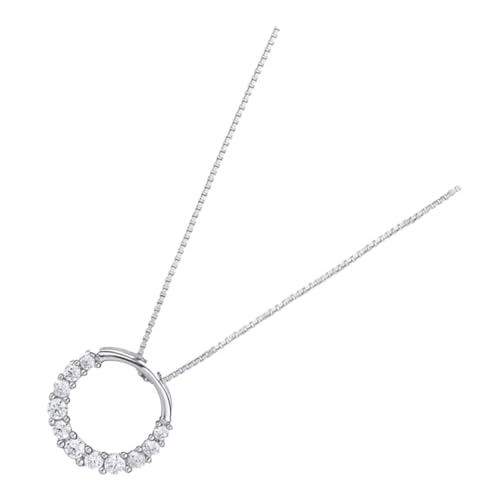 IMIKEYA Silber Runde Ring Anhänger Halskette mit Zirkonia für Damen Eleganter Halsschmuck für Partys Hochzeiten und Alltag Perfektes für Frauen und Mädchen von IMIKEYA