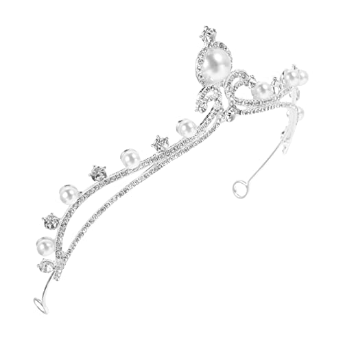 IMIKEYA Silberne Braut Tiara mit Perlen und Kristallkrone Eleganter Haarschmuck für Hochzeit Geburtstag Abschlussball und Festliche Anlässe Langlebiges Sicheres Material Geschenkidee für von IMIKEYA