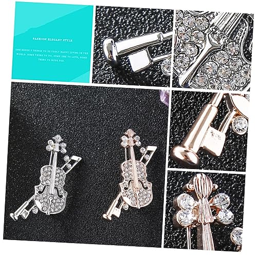IMIKEYA Silberne Violin Brosche mit Funkelnden Strasssteinen Filigrane Anstecknadel für Damen Vielseitiger Schmuck für Kleidung Taschen Hüte und Schals Elegantes Accessoire für Frauen und von IMIKEYA