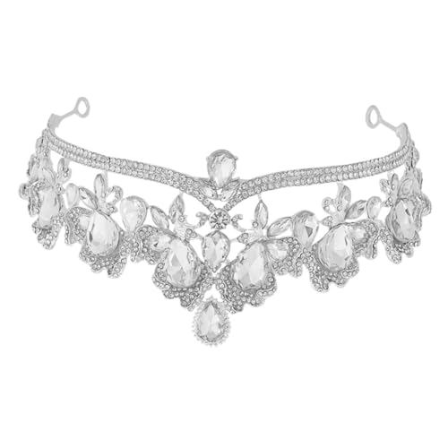 IMIKEYA Silberweißes Braut Haaraccessoire Tiara mit Funkelnden Strasssteinen Komfortables Stirnband für Hochzeit Fotoshootings und Festliche Anlässe Eleganter Kopfschmuck für Damen von IMIKEYA