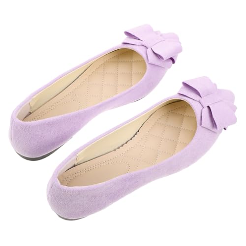 IMIKEYA Spitze Ballerinas Damen Flache Hochzeitsschuhe mit Schleife Bequemes Slip Design Modische Brautschuh Flats für Arbeit und Festliche Anlässe Leichte Alltagsschuhe von IMIKEYA