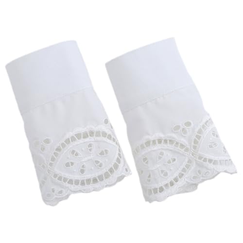 IMIKEYA Spitzenärmel Handgelenkmanschetten Weiß Fingerlose Spitzenhandschuhe mit Rüschen Atmungsaktive Manschetten für Damen Modeaccessoires für Frühling und Herbst von IMIKEYA