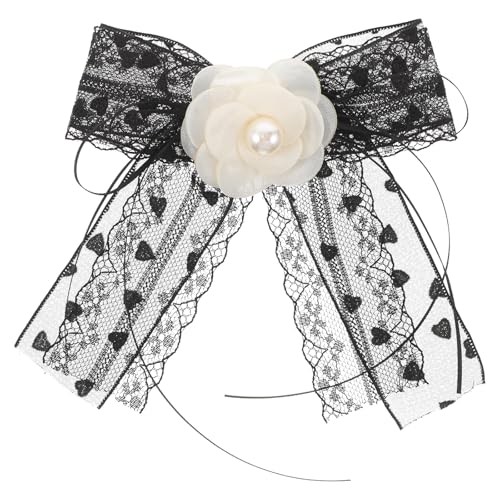 IMIKEYA Spitzenschleifenbrosche: Dekorative schwarze Schleifenbrosche für Damen – Spitzenfliege mit Netzband – für Lolita-Accessoires und Outfits für besondere Anlässe von IMIKEYA