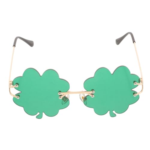IMIKEYA St Patricks Day Sonnenbrille Kleeblatt Grün Goldrahmen Lustige Partybrille für Herren Leichte Langlebige Cosplay Requisite für Disco und Kostümpartys von IMIKEYA