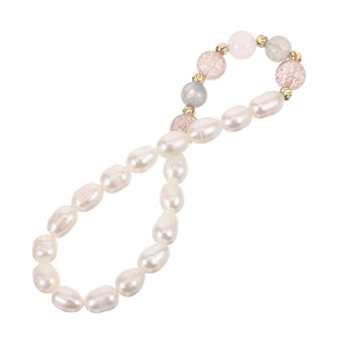 IMIKEYA Stabiles Damen Armband mit Natürlichen Süßwasserperlen und Zarten Erdbeerquarzperlen Eleganter Handgefertigter Schmuck für Alltag und Besondere Anlässe von IMIKEYA