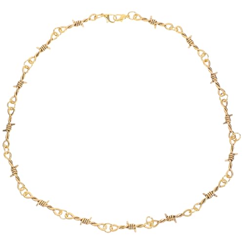IMIKEYA Stacheldraht-Halskette: Punk-Stil Stacheldraht-Halskette Metall-Stacheldraht-Kette Hip Hop Dornen Choker Punk-Schmuck für Männer Frauen von IMIKEYA