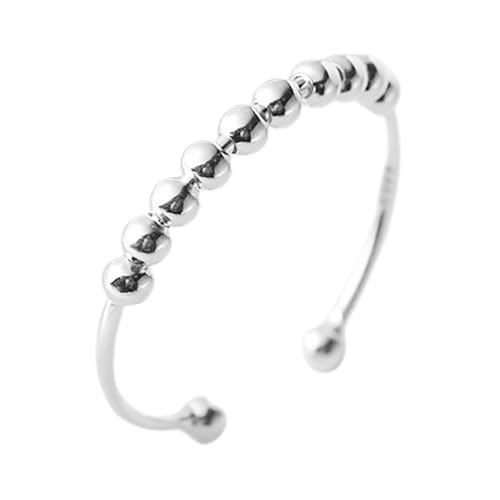 IMIKEYA Sterling Silber Ring Beaded Offener Verstellbarer Ring Stil Vintage Damen Statement Schmuck Stapelbar Für Alltag Und Hochzeit von IMIKEYA