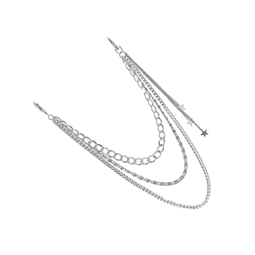 IMIKEYA Sternenkette Aus Sterling Silber Layering Kette Für Männer Sterling Silber Kette Mit Trendigem Design Für Jeans Lange Zum Tragen von IMIKEYA