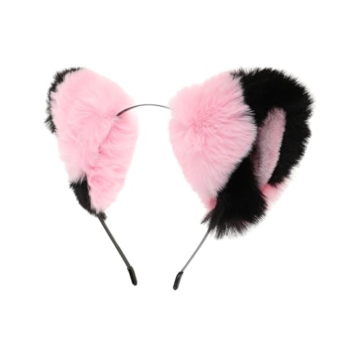 IMIKEYA Süßes Katzenohren Stirnband aus Flauschigem Material für Frauen und Mädchen Rosa für Cosplay und Karneval Einheitsgröße Handgefertigt Auffälliges Design von IMIKEYA
