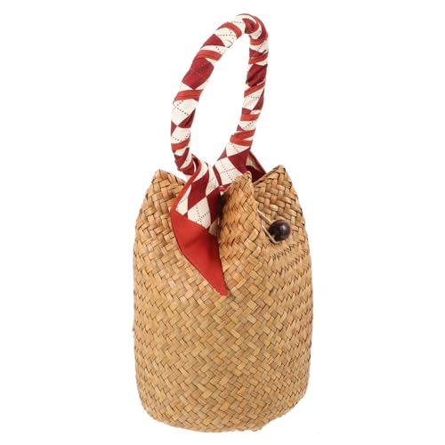 IMIKEYA Strandtasche Damen Große Kapazität Handgefertigte Geflochtene Handtasche mit Woven Griff Tragbare Badetasche für Urlaub Party Freizeit und Alltag Strand Handtasche für Frauen von IMIKEYA