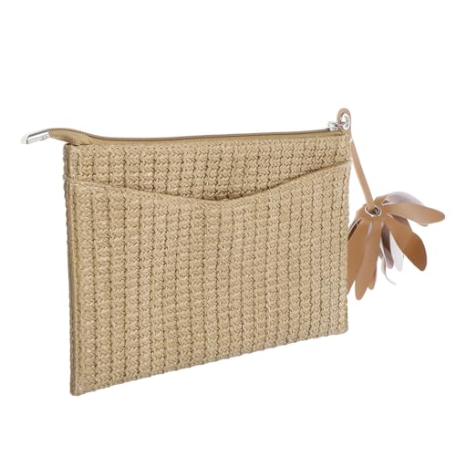 IMIKEYA Strandtasche Damen Handgefertigt Leichte Stroh Clutch Handtasche Geflochtene Sommer Tasche Für Alltag Picknick Beachwear Urlaub Accessoire von IMIKEYA