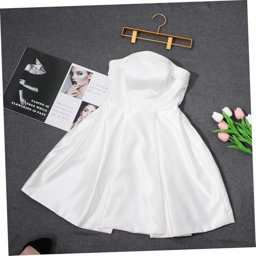 IMIKEYA Strapless Mini Kleid Weiß Damen Kurz Ärmellos Polyester Beach Dress für Abschlussfeier S Bustier Kleid Elegant Komfortabel Pflegeleicht von IMIKEYA
