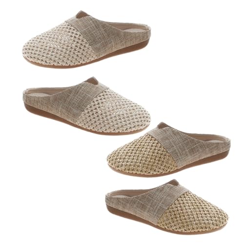 IMIKEYA Straw Woven Slipper Damen Flat Bottom Slippers Leicht und Angenehm Rutschfeste Sommer Pantoletten für Alltag Party und Freizeit Stilvolle Halboffene Flache Schuhe für Frauen von IMIKEYA