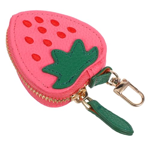 IMIKEYA Strawberry Coin Purse aus Strapazierfähigem PU Kleines Leichtes Münzgeldportemonnaie mit Reißverschluss und Praktischem Aufhänger für Frauen Reisen Shopping und Alltag von IMIKEYA