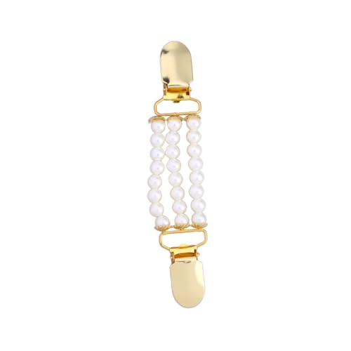 IMIKEYA Strickjackenclip Perlenkette Weiß Imitation Perlen Sweater Clip Mit Goldfarbener Entenmaul Schnalle Für Pullover Cardigan Und Schalhalterung von IMIKEYA