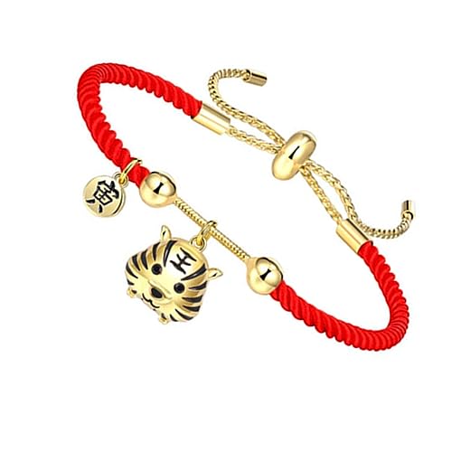 IMIKEYA String Tiger Year Armband Geflochtenes Knotenschutz Armband Glücksbringer für Damen Feng Shui Amulett Schmuck Neujahrssegen von IMIKEYA