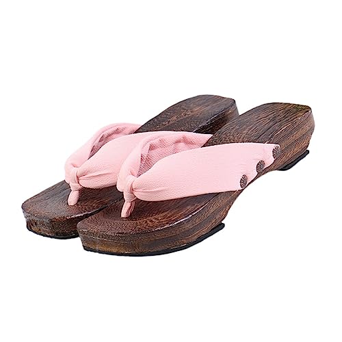 IMIKEYA Stylische Damen Clogs Hochhackige Japanische Holzsandalen Modische Rutschfeste Sandaletten mit Robuster Sohle für Alltag Freizeit und Sommer von IMIKEYA