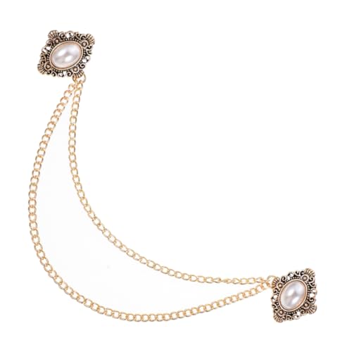 IMIKEYA Vintage Herren Brosche Anstecknadel mit Hängender Kette Elegantes Retro Design für Anzüge Pullover und Schals Broschennadel Kunstperlen für Stilvolle Anlässe von IMIKEYA