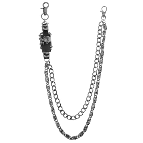 IMIKEYA Stylische Punk Hosenkette aus Langlebigem Metall für Jeans und Freizeithosen Auffälliges Gothic Schädel Design Verstellbar Unisex Taillenkette für Männer und Frauen von IMIKEYA
