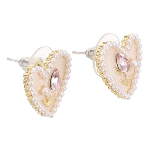 IMIKEYA Süße Ohrstecker Herzform Tulpenakzent Leicht und Zinklegierung Emaille Damen Schmuck für Party Festliche Anlässe von IMIKEYA