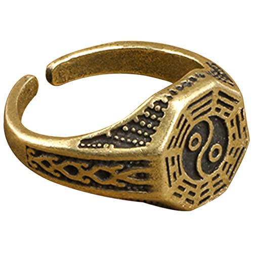 IMIKEYA Verstellbarer Taoismus für Offener Vintage Messing Chinesisches Kostüm Accessoire Trendiger Schmuck Ästhetischer Herrenring von IMIKEYA