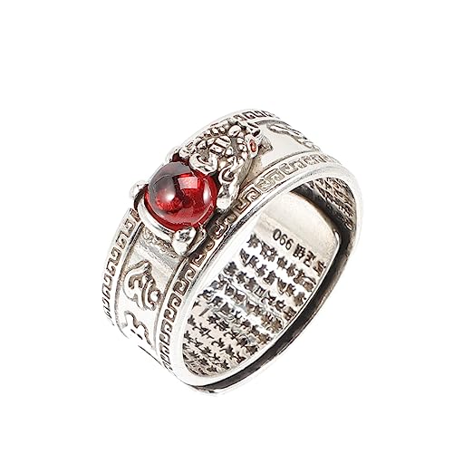 IMIKEYA Retro Verstellbarer Fingerring Glücksbringer Amulett für Frauen Vintage Design Öffnungsring für Jeden Anlass von IMIKEYA