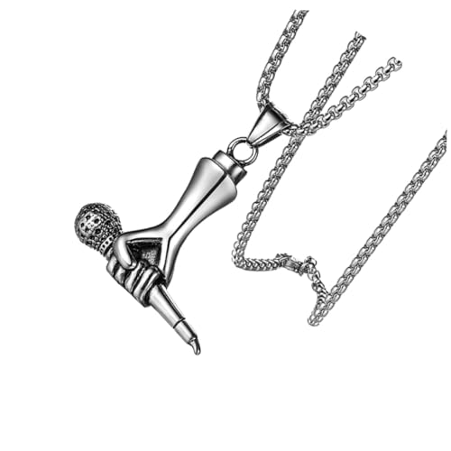 IMIKEYA Titanstahl Mikrofon Anhänger Halskette Herrenstylisch Kreativer Schmuck Langlebig Modisch für Partys und Alltag von IMIKEYA