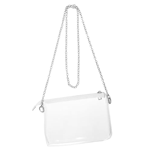 IMIKEYA Transparente Crossbody Bag Damen mit Reißverschluss Verstellbare Umhängetasche für Stadionveranstaltungen Konzert Geeignet Kleiner Jelly Stil Handy Geldbörse in Silber von IMIKEYA