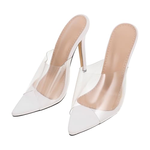IMIKEYA Transparente Damen Sandaletten mit Hohem Dünnem Absatz Stilvolle PVC Outdoor Slippers Offene Zehen Bequeme und Langlebige Transparente Design Heels Geeignet für Sommer und Freizeit von IMIKEYA