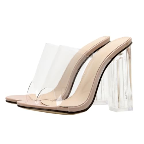 IMIKEYA Transparente Damensandalen mit High Heels Offene Modische Sommer Sandalen für Party Arbeit und Festliche Anlässe und Stylisch Farbe Apricot von IMIKEYA