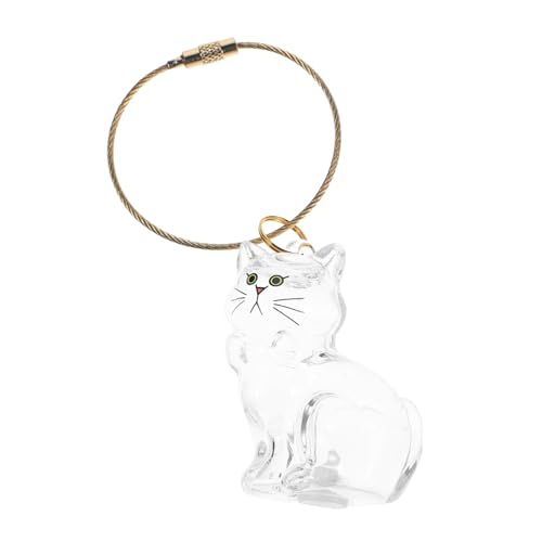 IMIKEYA Transparenter Glas-katzenanhänger Aufbewahrung Gefäß für Haustierhaare Memorial Andenken Schlüsselanhänger mit Schlüsselring Sentimentales für Tierfreunde Vielseitig als Taschen von IMIKEYA