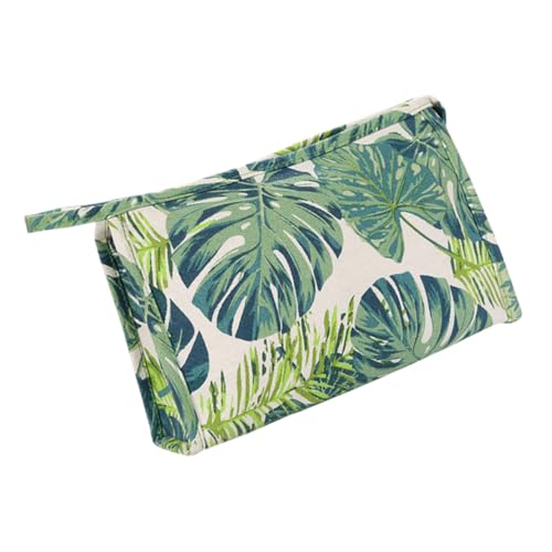 IMIKEYA Tropische Monstera Kosmetiktasche Tragbarer aus Canvas für Reisen Multifunktionaler Make Up Organizer Waschutensilien Aufbewahrungstasche für Damen von IMIKEYA