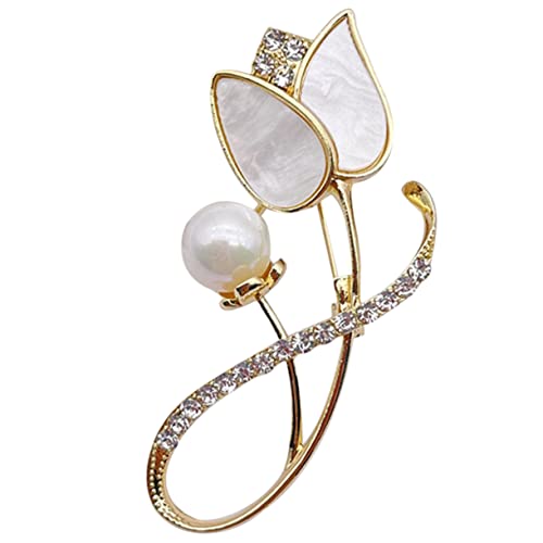 IMIKEYA Tulpenbrosche Damen Schmuck mit Perlenverzierung Anstecknadel für Party Hochzeit Abschlussball und Festliche Anlässe Hochwertige Vielseitiges Accessoire von IMIKEYA