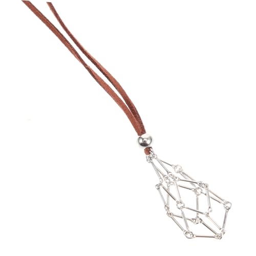 IMIKEYA Verstellbare Metall Kristallhalter Halskette Schmuckanhänger mit Steinhalter Käfig Netz Design für DIY Edelstein Anhänger Trage und Bastelaccessoire für Besondere Anlässe von IMIKEYA