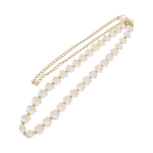 IMIKEYA Verstellbare Perlen taillenkette Damen Langlebiger Zinklegierungs gürtel Eleganter Muschel schmuck für Kleider Hochzeit Party Strand und Alltag Weiß von IMIKEYA