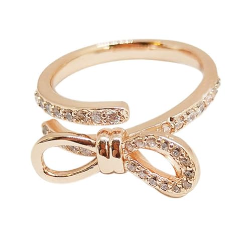 IMIKEYA Verstellbarer Bowknot Ring mit Funkelnden Strasssteinen Offener Damenring für Alltag Party und Geschenk Modischer Schmuck für Frauen und Mädchen von IMIKEYA