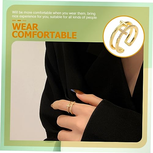 IMIKEYA Verstellbarer Damenring mit Glitzerndem Kreuzdesign Kupfer Schmuckring für Frauen Modisches zu Geburtstag Weihnachten und Besonderen Anlässen von IMIKEYA