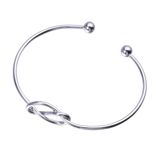 IMIKEYA Verstellbarer Offener Armreif für Damen Eleganter Knoten Look Silberner Metallarmreif für zu Weihnachten Valentinstag oder Geburtstagen von IMIKEYA