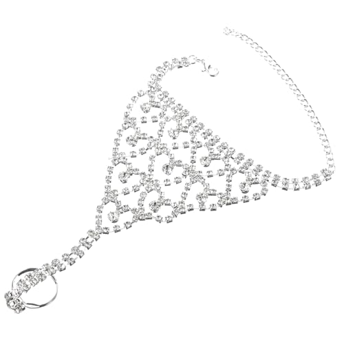 IMIKEYA Verstellbares Armband Ring Handkette mit Funkelnden Strasssteinen Leichtes Schmuckaccessoire für Damen Hochzeit und Alltag Elegantes für Frauen von IMIKEYA