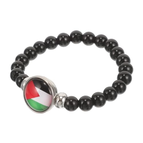 IMIKEYA Armband mit Palästina Flagge Verstellbares Handgewebtes Armband Elastische Schnur Modisches Accessoire für Damen und Herren Patriotisches Schmuckstück von IMIKEYA