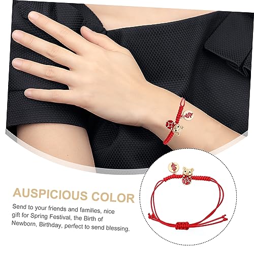 IMIKEYA Verstellbares Rotes Tiger Schnurarmband mit Glücksbringer Handgefertigtes Feng Shui Schmuckstück für Damen Herren Schutz und durch Chinesisches Neujahrs Amulett von IMIKEYA