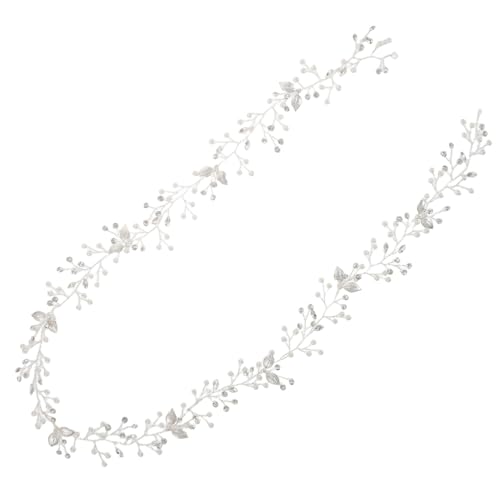 IMIKEYA Vintage Braut Haarrebe Silberflexibel Verstellbar mit Kunstperlen und Blumen Leichter Hochzeit Haarschmuck für Boho und Klassische Brautfrisuren Elegantes Geschenk für Braut und von IMIKEYA