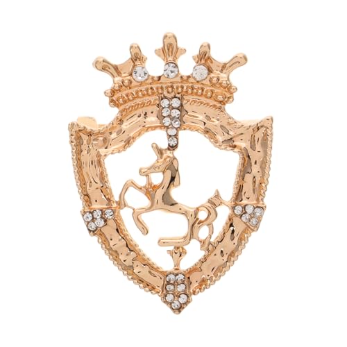 IMIKEYA Vintage-kronenbrosche Mit Strass Für Herren Retro-anstecknadel Aus Zinklegierung Pferdeabzeichen Als Kragennadel Schild-design Brosche Für Anzüge von IMIKEYA