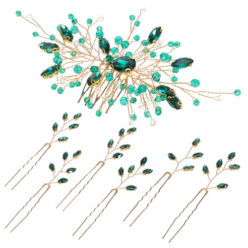 IMIKEYA Grüne Haaraccessoires Mit Strasssteinen Seitlichen Haarkämmen Und Haarnadeln Für Frauen Brauthaar Und Hochzeitsschmuck Elegante Haarspangen Und Kammclips Für Verschiedene Frisuren von IMIKEYA